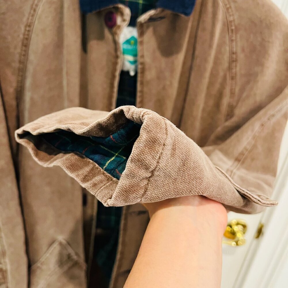 VTG Jackeroos Jacket Mens Medium Canvas PLAID Flannel Lined Trench Field Coat - Picture 13 of 16